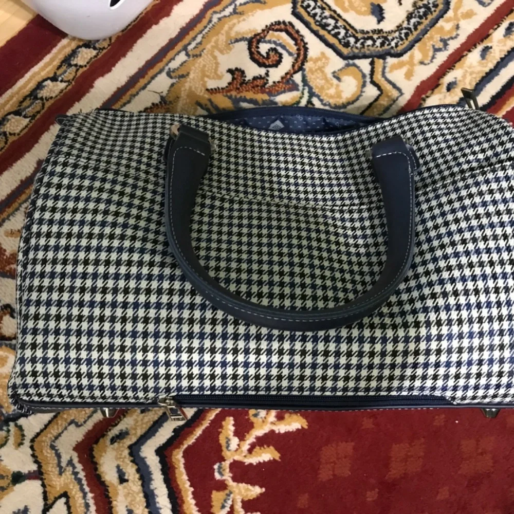 London Fog Oxford 360HL Houndstooth Satchel Cabin Bag Carry On Travel 8900